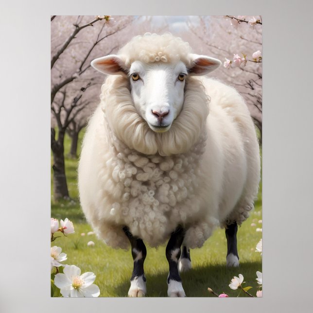 Cute Fluffy Sheep Poster (Front)