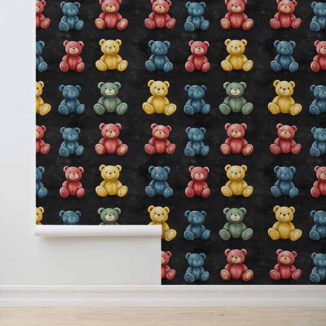 Cute Fluffy Sitting Teddy Bear Chalk Drawing Wallpaper (Application)