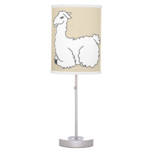 Cute Fluffy Sleeping Llama & White Dots Table Lamp