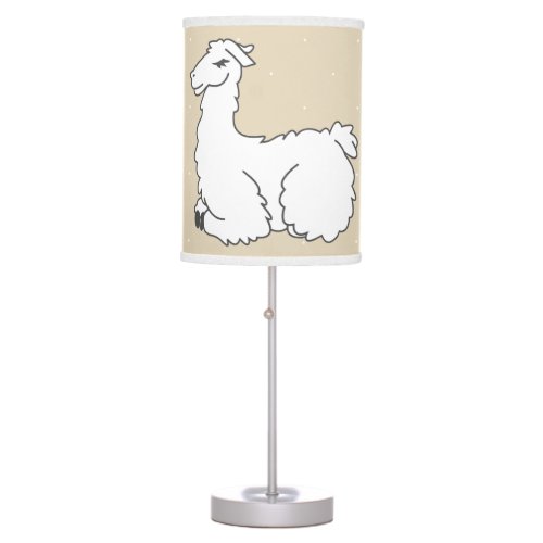 Cute Fluffy Sleeping Llama  White Dots Table Lamp