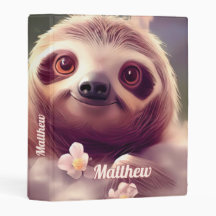 Cute Fluffy Sloth Mini Binder