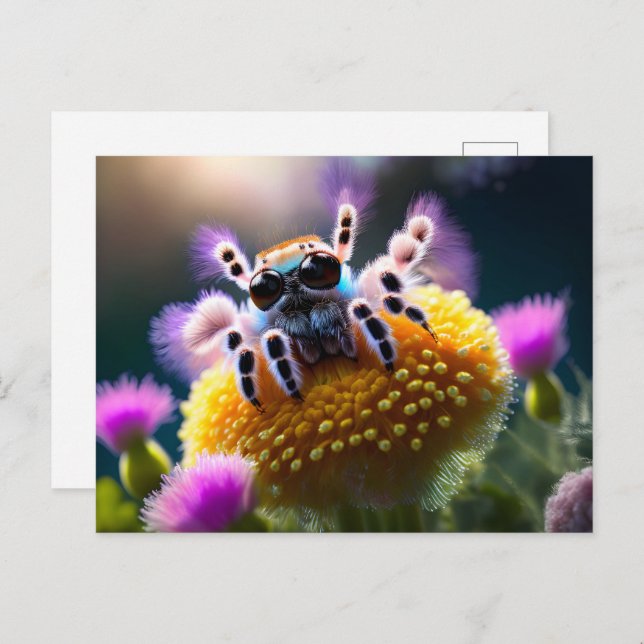 Cute fluffy spider, Postcrossing Postcard (Front/Back)