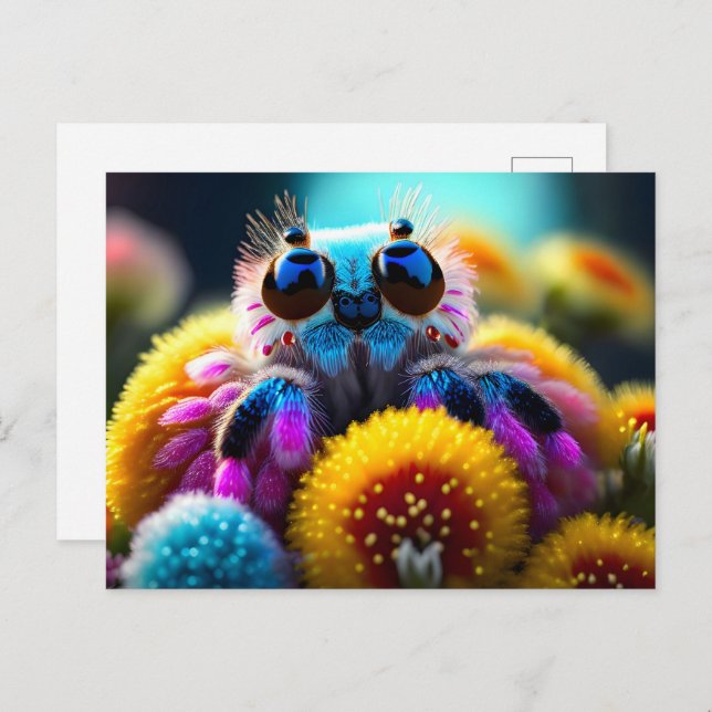 Cute fluffy spider, Postcrossing Postcard (Front/Back)