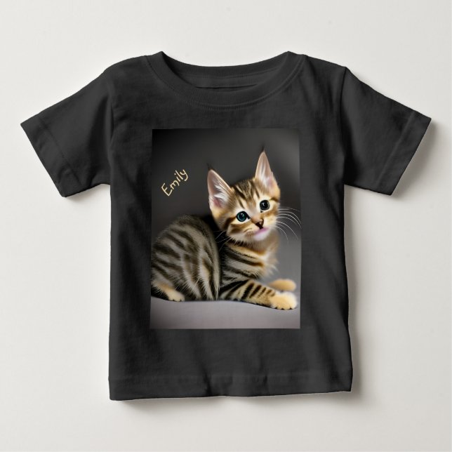 Cute fluffy tabby cat baby baby T-Shirt (Front)