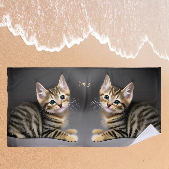 Cute fluffy tabby cat baby    beach towel (Creator Uploaded)