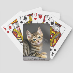 Cute fluffy tabby kitten - personalizable poker cards