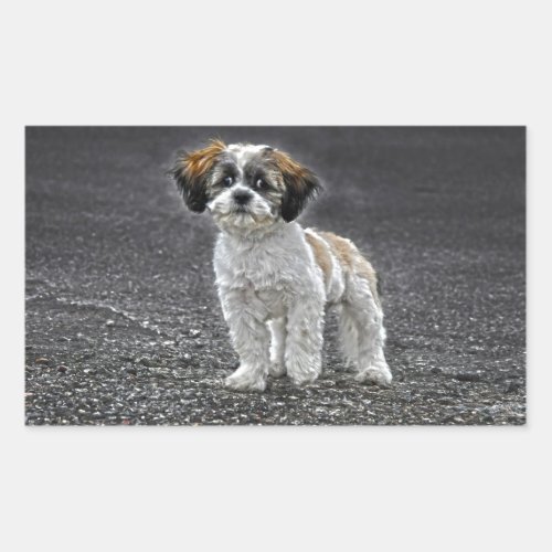 Cute Fluffy Toy Dog Puppy Rectangular Sticker