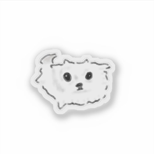 Cute Fluffy White Animal Minimalist Sketch Sticker