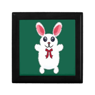 Cute Fluffy White Bunny Rabbit with Red Bow - Chri Gift Box
