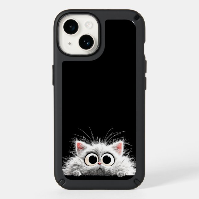 Cute Fluffy White Cat Peeking – iPhone 14 Case (Fu (Front)