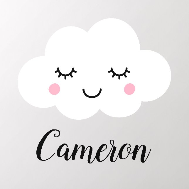 Cute fluffy white cloud cartoon nursery kids' room wall decal  (Insitu 2)