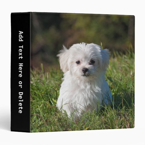 Cute Fluffy White Maltese Puppy Dog 3 Ring Binder