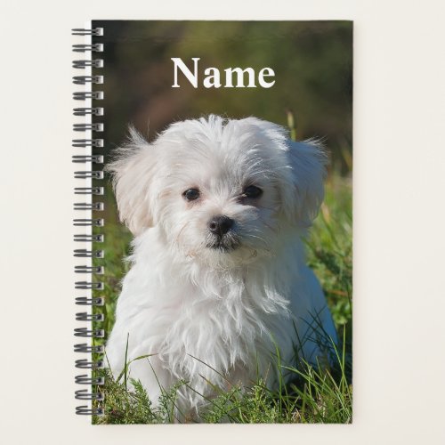Cute Fluffy White Maltese Puppy Dog Planner