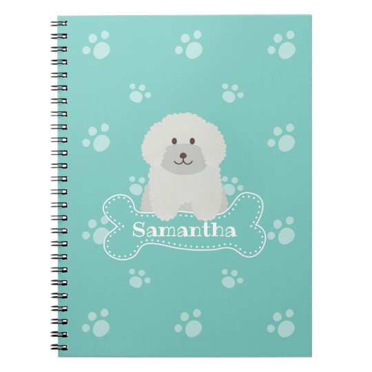 Download Cute Fluffy White Poodle Puppy Dog Lover Monogram Notebook ...