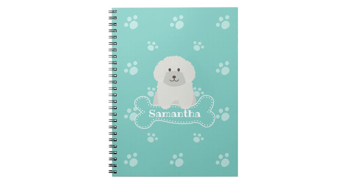 Download Cute Fluffy White Poodle Puppy Dog Lover Monogram Notebook ...