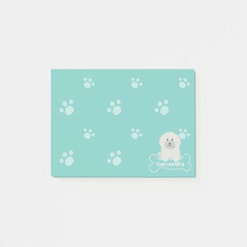 Cute Fluffy White Poodle Puppy Dog Lover Monogram Post_it Notes