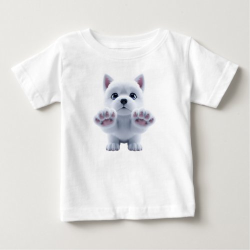 Cute Fluffy White Puppy  Baby T-Shirt