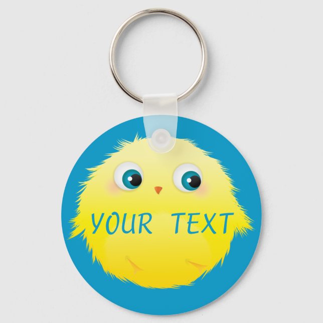 Cute Fluffy Yellow Bird Keychain (Front)