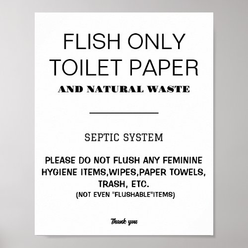 Cute Flush Only toilet paper PRINTABLE Bathroom  Poster
