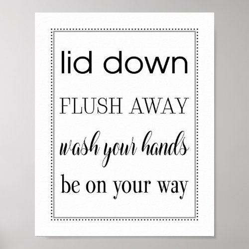 Cute Flush Reminder Wash Hands Child Bathroom Sign