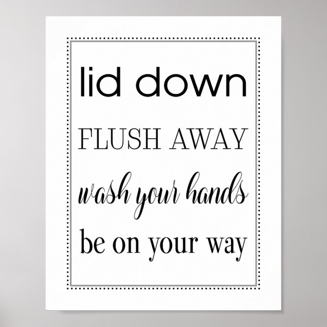 Cute Flush Reminder Wash Hands Child Bathroom Sign (Front)
