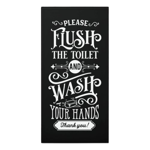 cute flush toilet wash hands bathroom Door Sign