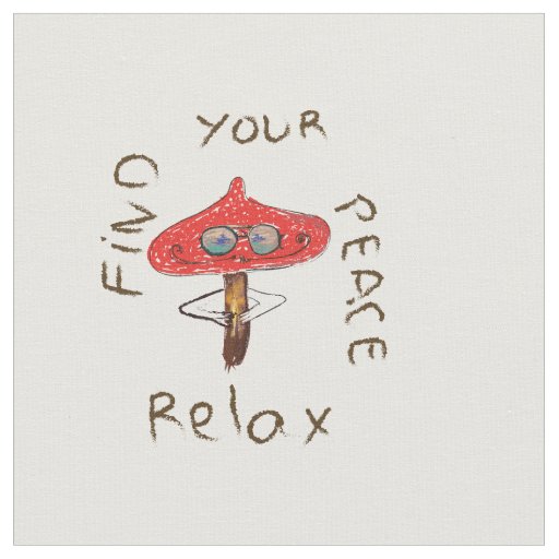 Cute Fly Agaric Mushroom Drawing Fabric