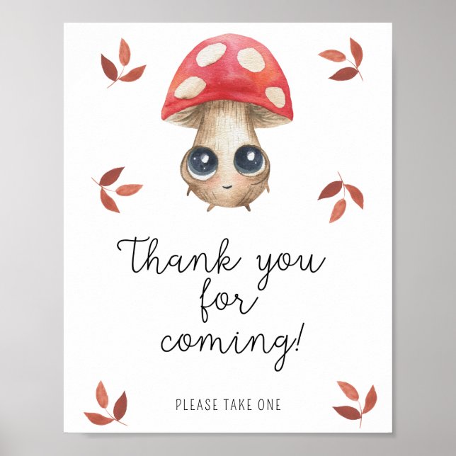 Cute fly agaric mushroom - Thank you for coming Poster (Front)