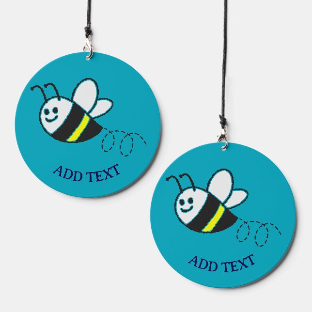 Cute Flying Bee Blue Sky Wind Chime (Front & Back)