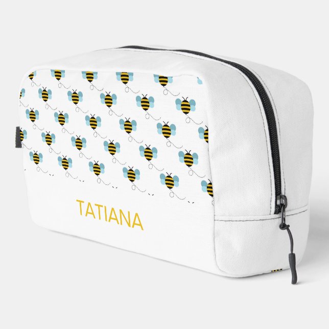 Cute Flying Bumblebee Seamless Pattern Dopp Kit (Right Corner)