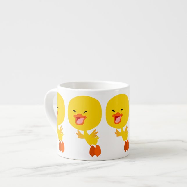 Cute Flying Cartoon Duckling Espresso Mug (Front Left)
