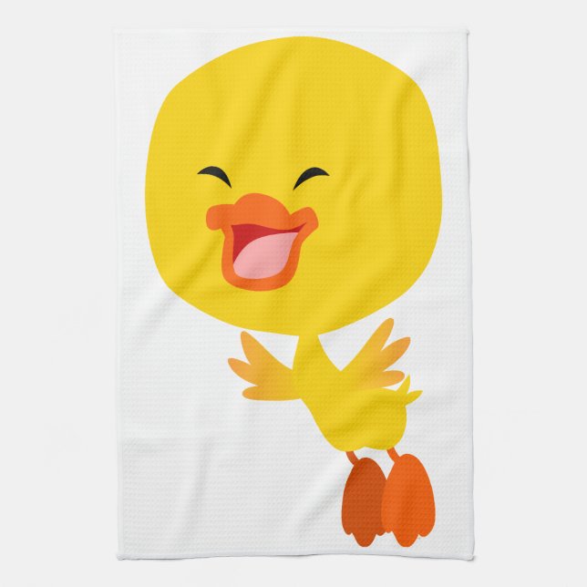 Cute Flying Cartoon Duckling Kitchen Towel (Vertical)