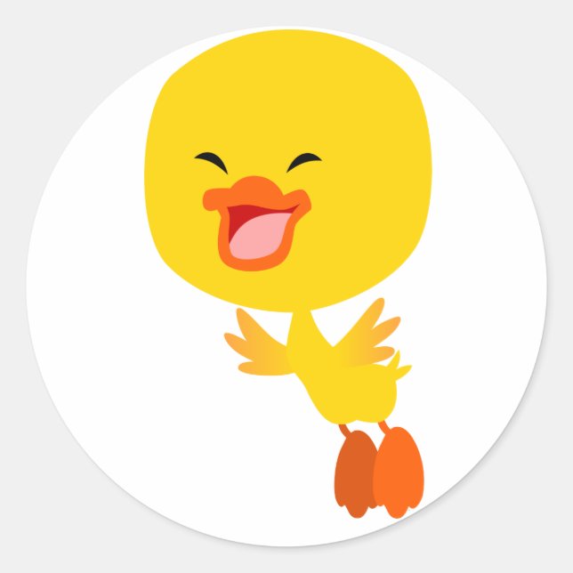 Cute Flying Cartoon Duckling Sticker (Front)