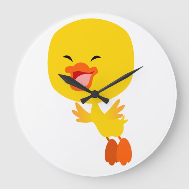 Cute Flying Cartoon Duckling Wall Clock (Front)