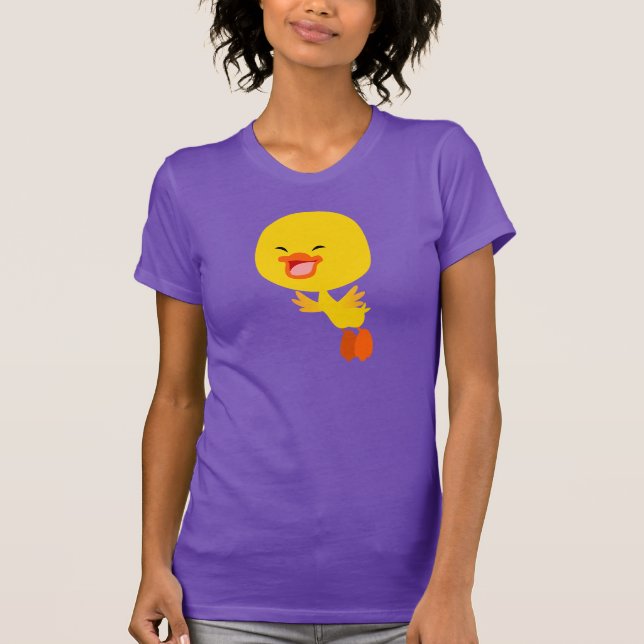 Cute Flying Cartoon Duckling Women T-Shirt (Front)