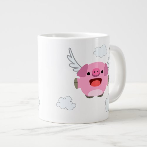 Cute Flying Cartoon Pig Giant Coffee Mug