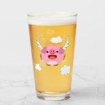 Cute Flying Cartoon Pig Glass