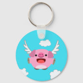 Cute Flying Cartoon Pig Keychain (Front)