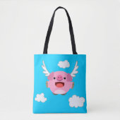Cute Flying Cartoon Pig Tote Bag (Front)