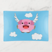 Cute Flying Cartoon Pig Trinket Tray (Front)