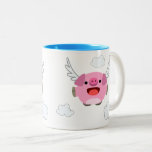 Cute Flying Cartoon Pig Two-Tone Coffee Mug