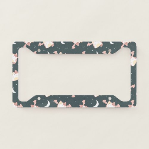 Cute Flying Cats in a Blue Background License Plate Frame