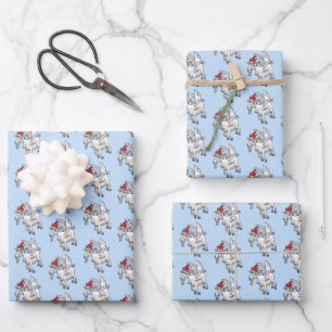 Cute Flying Christmas Goat Wrapping Paper Sheets