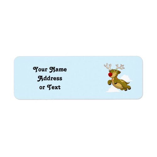 Cute Flying Christmas Reindeer  Label