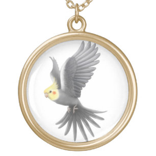 Cute Flying Cockatiel Parrot Necklace