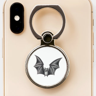 Cute Flying Fruit Bat Art Sketch by Daneen Rush Phone Ring Stand