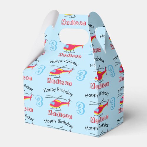 Cute Flying Helicopter Birthday Name  Age  Favor Boxes