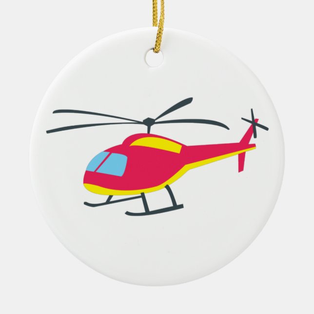 Cute Flying Helicopter Ceramic Ornament (Front)