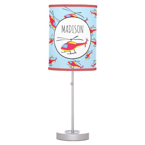 Cute Flying Helicopter Custom Name  Table Lamp