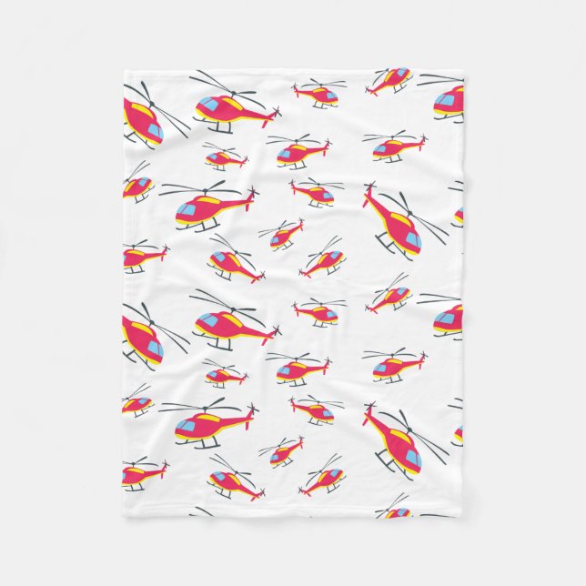 Cute Flying Helicopter Fleece Blanket (Front)